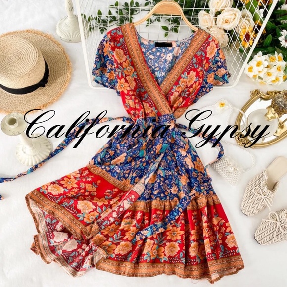 Boho Chic Vintage Floral Wrap Dress🎉RESTOCKED🎉 - Picture 2 of 16